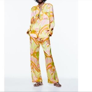 Zara Printed Pajama Style Pant, Size XS
